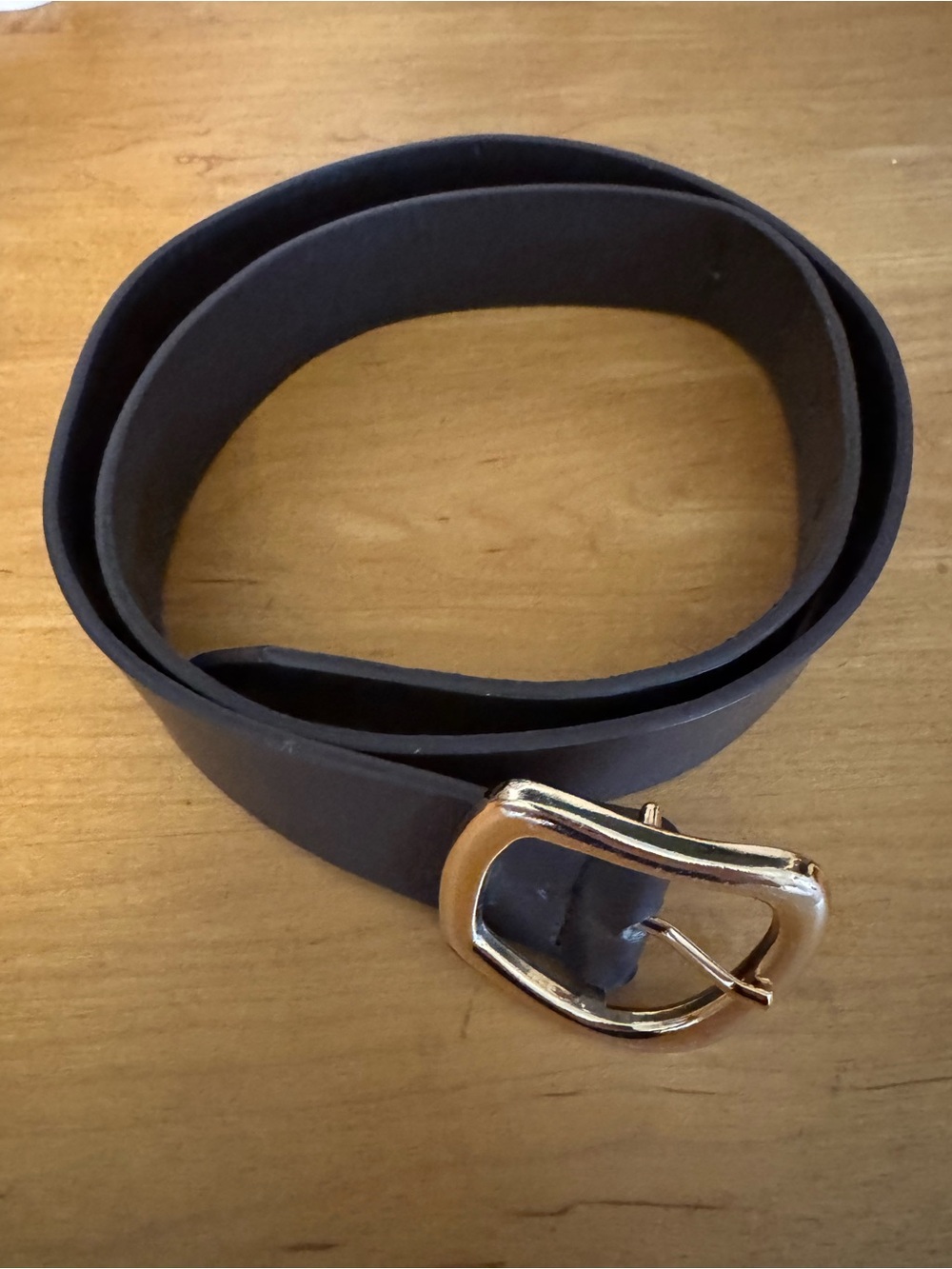 Brown Faux Leather Belt with Gold Buckle
